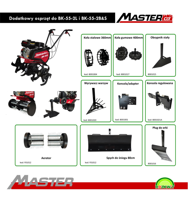 MASTERCUT POWERCUT BK55 2BS GLEBOGRYZARKA SPALINOWA KULTYWATOR  BRIGGS & STRATTON 84cm 6.5KM = HECHT 790