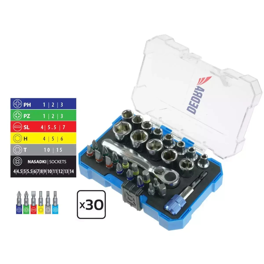 Zestaw końcówek wkrętakowych Dedra 18A11S030