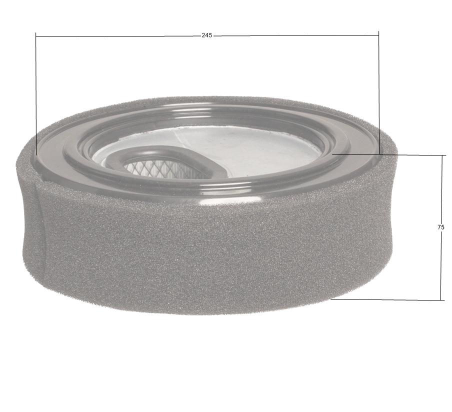 Wymiary filtra Loncin LC2V90 (T230) – 245 mm x 75 mm