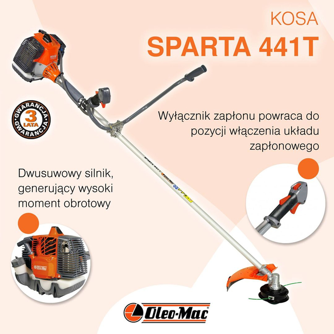 OLEO MAC SPARTA 441 T KOSA SPALINOWA DO TRAWY WYKASZARKA PODKASZARKA PODCINARKA TRYMER  2.2km PREMIUM