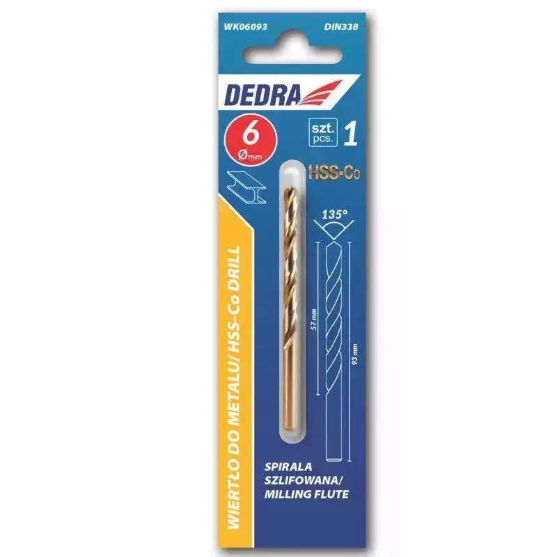 DEDRA HSS-Co 135-degree cobalt metal drill bit