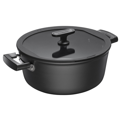 Garnek Fiskars Hard Face 5 l z nieprzywierającą powłoką i szklaną pokrywką