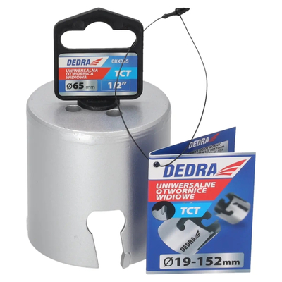 DEDRA 08X065 Vrták TCT s karbidovým ostřím, korunový vrták 65 mm, 5/8'' do dřeva, kovu a PVC