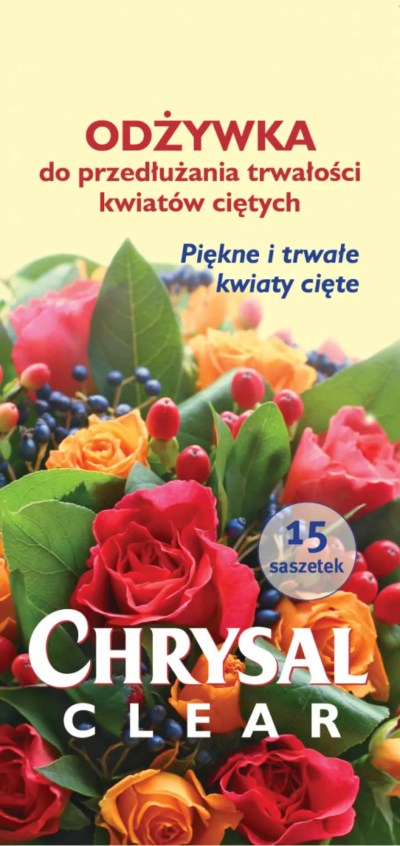 Odżywka do kwiatów ciętych Chrysal Clear Bio 15 saszetek – opakowanie
