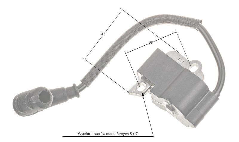 Moduł zapłonowy Stihl MS362 - schemat poglądowy z wymiarami