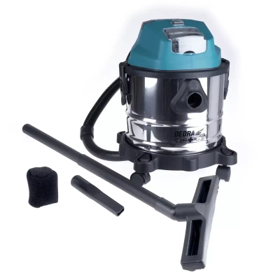 BRUSHLESS CORDLESS VACUUM CLEANER DEDRA SAS+ALL DED7175 18V, 16KPA, STAINLESS STEEL TANK 15L, 32MM PIPE DIAMETER, FOR DRY AND WET WORK