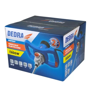 DEDRA DED7927 1300W ELECTRIC STIRRER, 2-SPEED, 120MM, FOR MORTAR, PLASTER, ADHESIVES, PAINTS AND VARNISHES