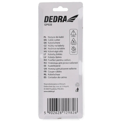 DEDRA 12P020 Cable Cutters for Copper and Aluminum Cables, 10.5 mm, 180 mm