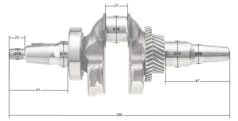 Wał korbowy Rato R420 – wymiary techniczne i czopy