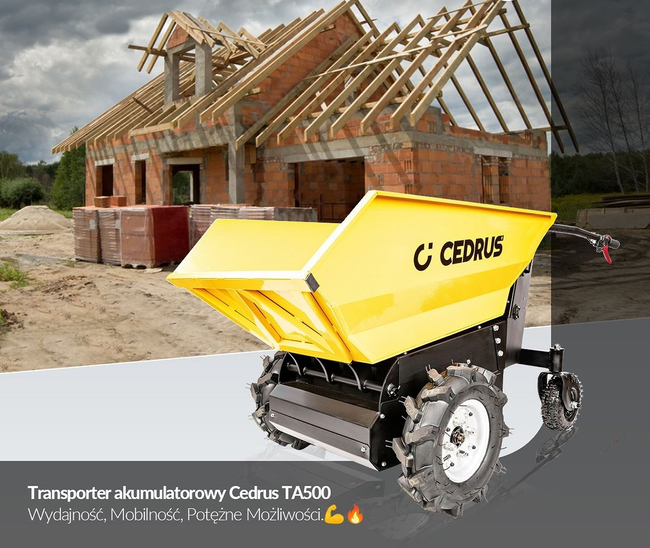 CEDRUS TA500 WOZIDŁO TRANSPORTER AKUMULATOROWY BUDOWLANY OGRODOWY TACZKA WYWROTKA 48V 20AH 1000W - OFICJALNY DYSTRYBUTOR - AUTORYZOWANY DEALER CEDRUS