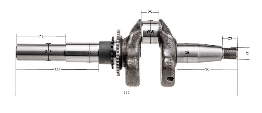 Wał korbowy Kasey EX27 – rysunek wymiarowy