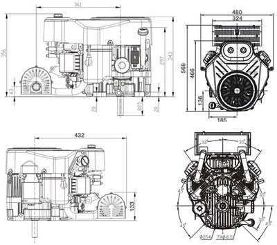 LONCIN LC2P76F engine for tractor petrol V-TWIN LONCIN 2P76 V2 18 hp 635 cm3 TWO CYLINDRED VERTICAL VALVE SHAFT 25,4 mm MOTOR HONDA , VANGUARD , BRIGGS , KOHLER - EWIMAX - OFFICIAL DISTRIBUTOR - AUTHORIZED LONCIN DEALER