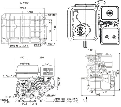 SILNIK LONCIN G420FD-A Z ROZRUSZNIKIEM SPALINOWY BENZYNOWY 15 KM WAŁ 25 mm MOTOR HONDA GX420 - EWIMAX - OFICJALNY DYSTRYBUTOR - AUTORYZOWANY DEALER LONCIN