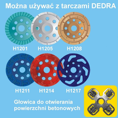 DEDRA DED7747 FREZARKA SZLIFIERKA DO BETONU 1,5 KW + tarcza diamentowa S-segment 125mm EWIMAX - OFICJALNY DYSTRYBUTOR - AUTORYZOWANY DEALER DEDRA