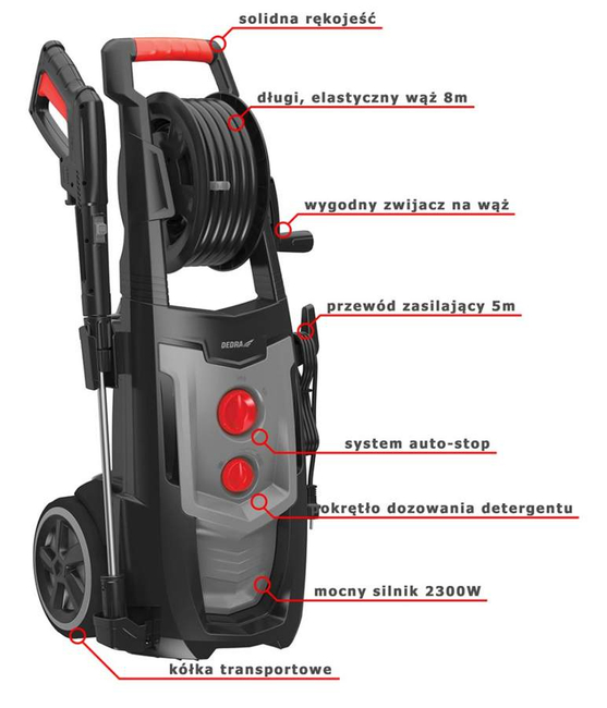 DEDRA DED8822 VYSOKOTLAKOVÁ MYČKA typ KARCHER ALUPOMPA 2300W 150BAR EWIMAX - OFICIÁLNÍ DISTRIBUTOR - AUTORIZOVANÝ PRODEJCE DEDRA