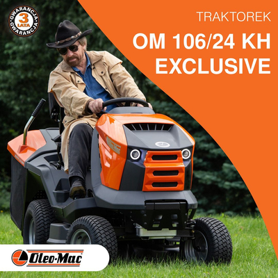 TRAKTOREK OLEO MAC OM 106/24 KH EXCLUSIVE TRAKTOREK OGRODOWY KOSIARKA SAMOJEZDNA SPALINOWA DO TRAWY WERSJA LUX 102cm / 24KM / PREMIUM 68129207 - OFICJALNY DYSTRYBUTOR - AUTORYZOWANY DEALER OLEO-MAC