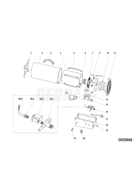 GAS LINE WITH REGULATOR 700MBAR 3KG/H DEDRA