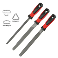 DEDRA 06C006 Ruční pilníky na kov 200 mm, sada 3 ks: plochý, půlkruhový, kruhový