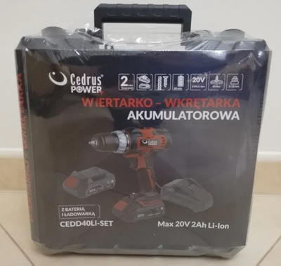 CEDRUS CEDD40LI-SET WKRĘTARKA AKUMULATOROWA 20 V WKRĘTARKO-WIARTARKA 2Ah Z BATERIĄ I ŁADOWARKĄ W WALIZCE EWIMAX- OFICJALNY DYSTRYBUTOR - AUTORYZOWANY DEALER CEDRUS