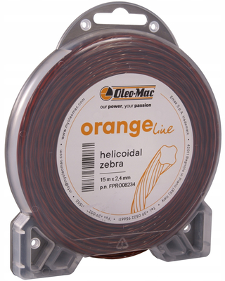 OLEO-MAC Oranžová linka 2,4 mm / 15 m řezací linka. PRO KOSU SE SPIRÁLOVÝM PROFILEM , CÍVKA FPRO08234 - OFICIÁLNÍ DISTRIBUTOR - AUTORIZOVANÝ PRODEJCE OLEO MAC