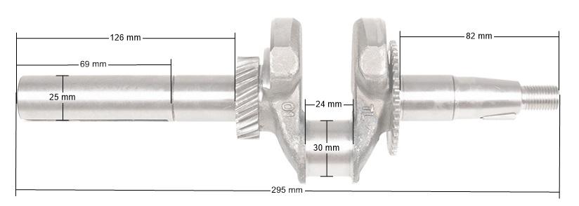 Wał korbowy Loncin G200F – wymiary referencyjne i rozstawy czopów