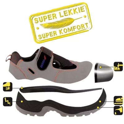 DEDRA BH9D2-47 sandały bezpieczne BHP S1 SRC, buty robocze ochronne nubuk PU r.47