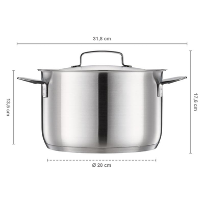 Garnek FISKARS All Steel 5 l z pokrywką 20 cm – garnek nierdzewny 1064752