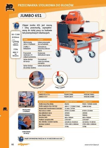 NORTON CLIPPER JUMBO 651 6.75.3 masonry table masonry cut-off saw for masonry blocks stone Ø 650mm 5.5KW - OFFICIAL DISTRIBUTOR - AUTHORIZED DEALER NORTON CLIPPER