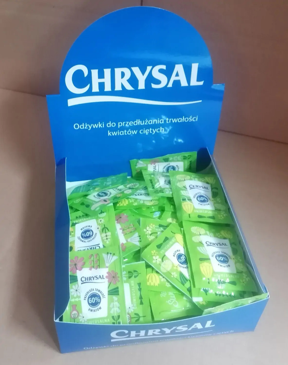 CHRYSAL CLEAR BIO 100 SZT ODŻYWKA DO KWIATÓW CIĘTYCH NA 0,5L OO-POKUC100.ZIELONE
