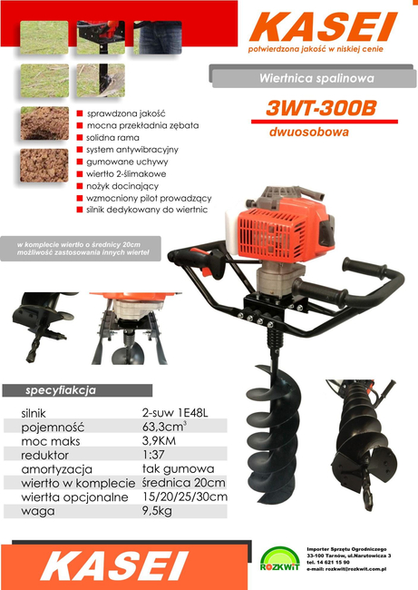 KASEI 3WT-300B SOIL DRILLING MACHINE DIESEL SOIL AUGER TWO-SEATER WITH DRILL BIT
