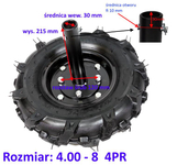 MASTERCUT BK55 8001017 KOŁA POMPOWANE GUMOWE POMOCNICZE TRANSPORTOWE Z OSIAMI 30mm 4.00-8 16" ZESTAW PARA DO GLEBOGRYZARKI MASTERCUT BK 8001017