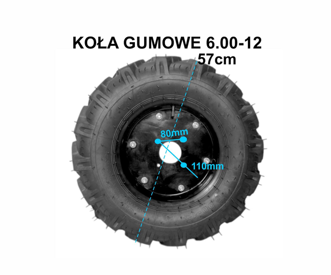 MASTERCUT MC370-22 KOŁA POMPOWANE GUMOWE POMOCNICZE TRANSPORTOWE DO TRAKTORA JEDNOOSIOWEGO MASTERCUT MC370 6.00-12 PARA