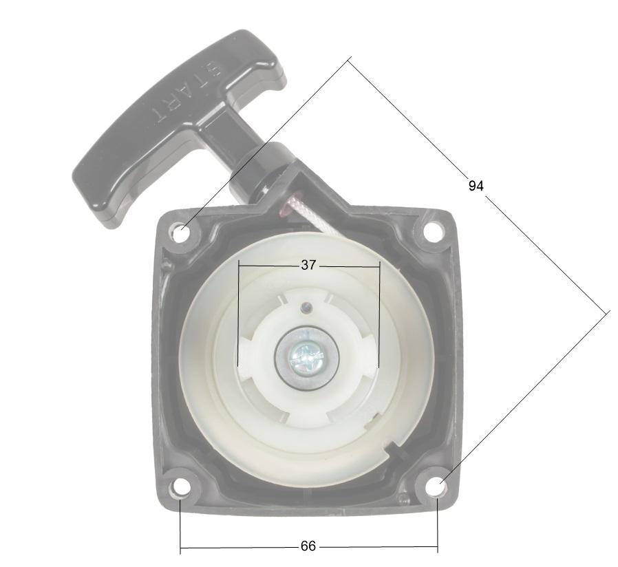 Rozrusznik Cedrus świder CEDSW03 – widok z wymiarowaniem korpusu i rozstawu