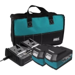 DEDRA SAS+ALL DED7030G04 STARTER KIT: 2X 4AH DED7034 BATTERY, DEDRA SAS DED7038V BATTERY CHARGER, DED7001A TOOL BAG
