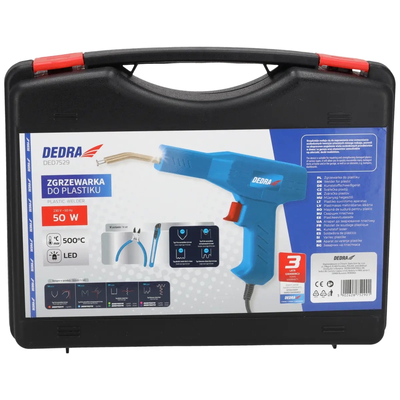DEDRA DED7529 Zgrzewarka do plastiku 50W 500°C, spawarka tworzyw, zestaw 200 zszywek