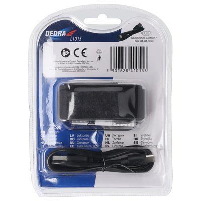 Dedra L1015 Latarka czołowa czołówka LED 500lm czujnik ruchu aku 1000mAh USB-C 3xAAA