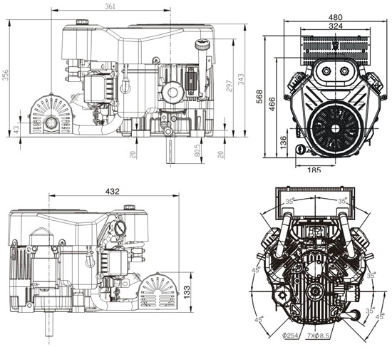 SILNIK LONCIN LC2P82F DO TRAKTORKA SPALINOWY BENZYNOWY V-TWIN LONCIN 2P82 V2 27 KM 803 cm3 DWUCYLINDROWY WAŁ PIONOWY WALCOWY 25,4 mm MOTOR HONDA ,VANGUARD , BRIGGS , KOHLER - EWIMAX - OFICJALNY DYSTRYBUTOR - AUTORYZOWANY DEALER LONCIN