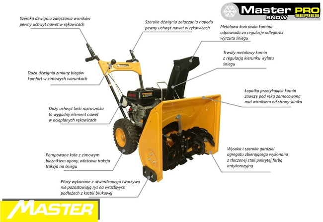 MASTERCUT KCM24-F ODŚNIEŻARKA SPALINOWA PŁUG DO ŚNIEGU ŚNIEŻNY ODŚNIEŻARKI WIRNIKOWA DWUSTOPNIOWA Z NAPĘDEM 5.5 KM MASTER SNOW PRO