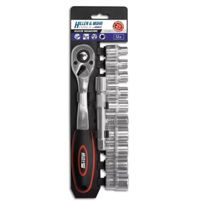 Hillen&Mohr 17L3012 Zestaw kluczy nasadowych 1/2" 12 szt, grzechotka, nasadki CrV