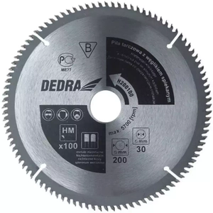 PILOVÝ KOTOUČ S TVRDOKOVOVÝMI HROTY NA HLINÍK DEDRA H250100 100 ZUBŮ, PRŮM.250X30MM, ŠÍŘKA