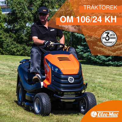 TRAKTOREK OLEO MAC OM 106/24 KH TRAKTOREK OGRODOWY KOSIARKA SAMOJEZDNA SPALINOWA DO TRAWY HYDROSTATIC OM106 102cm KLASA PREMIUM 68129066 - OFICJALNY DYSTRYBUTOR - AUTORYZOWANY DEALER OLEO-MAC