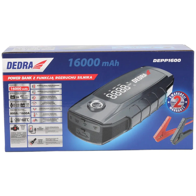 Powerbanka s funkcí startování motoru 16000mAh, LCD displej