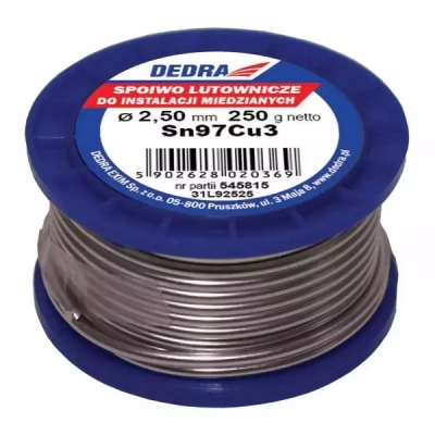 DEDRA 31L92525 Lut z topnikiem spoiwo lutownicze cyna Sn97Cu3 2,5mm 250g bezołowiowy