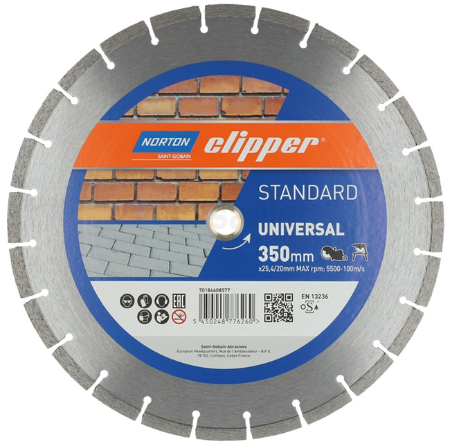 NORTON CLIPPER TARCZA DIAMENTOWA UNIWERSALNA NORTON CLIPPER CLASSIC UNIVERSAL LASER 350-10X3 350mm X 25,4mm OFICJALNY DYSTRYBUTOR - AUTORYZOWANY DEALER NORTON CLIPPER