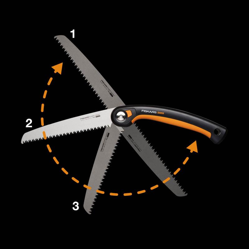 Trzy pozycje pracy piły Fiskars SW69 1067553