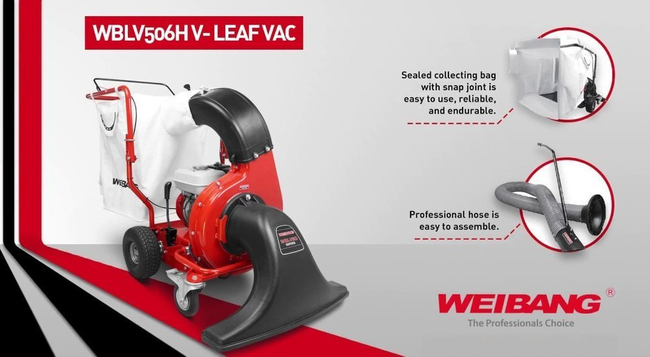 WEIBANG WBLV506C PETROL LEAF VACUUM CLEANER GARDEN LEAF BLOWER ON WHEELS DRIVE + WBLV PIPE FOR LEAVES AND GARDEN DEBRIS PROFESSIONAL - EWIMAX - AUTHORIZED WEIBANG DEALER