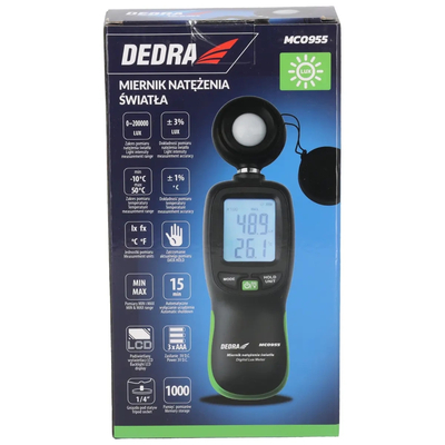 DEDRA MC0955 Miernik natężenia światła luksomierz cyfrowy 0-200000 lx termometr