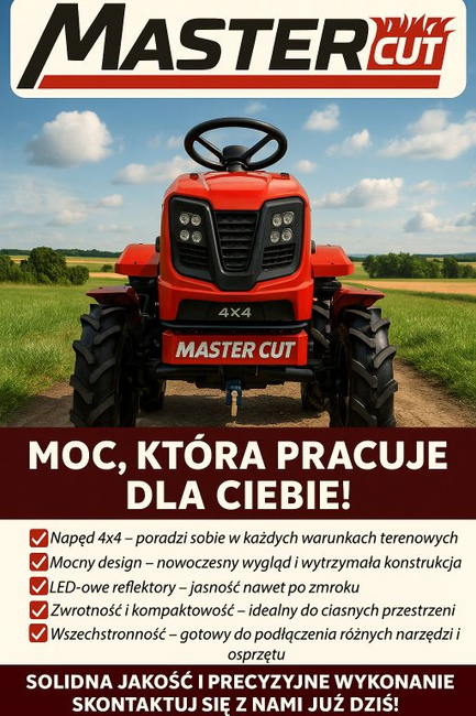MASTERCUT FARMIX MC1800 TRAKTOR TRAKTOREK MINI ROLNICZY SPALINOWY MASTERCUT FARMIX 1800 DIESEL 18KM 4x4 MC1800