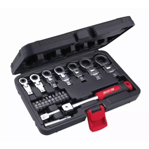 ÚHLOVÉ KLÍČE S RÁČNOU, DEDRA 17L5001, 6-19MM, CRV, 20KS, VÝMĚNNÉ HLAVICE