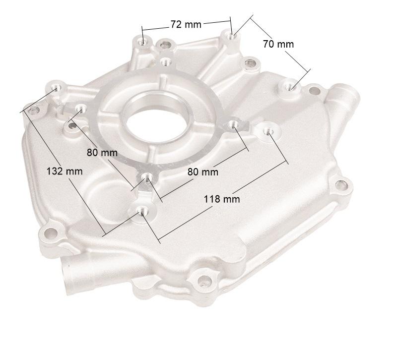 Pokrywa boczna Loncin – wymiary referencyjne rozstawów (72, 70, 80, 118, 132 mm) – zdjęcie techniczne